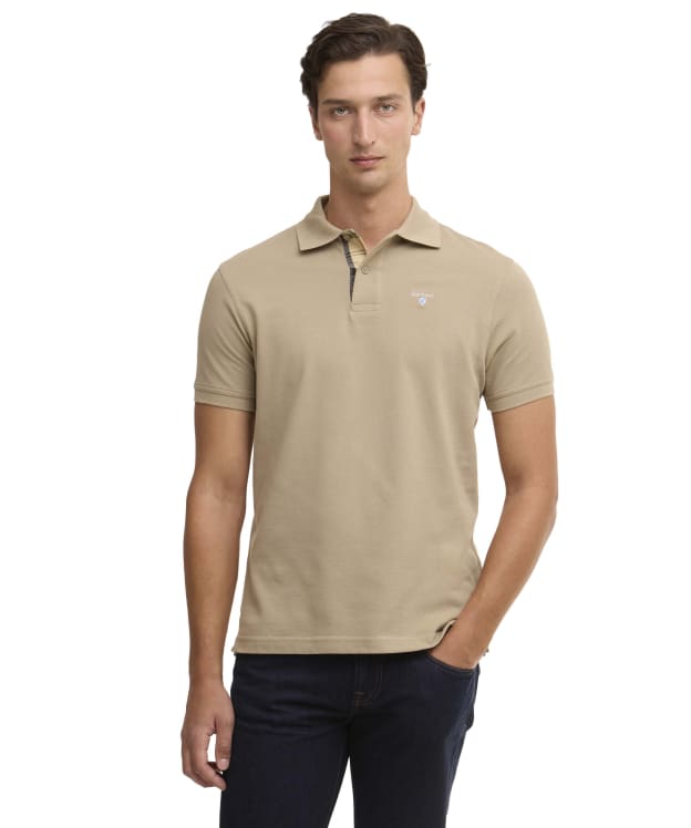 Men's Barbour Tartan Pique Polo Shirt - Washed Stone
