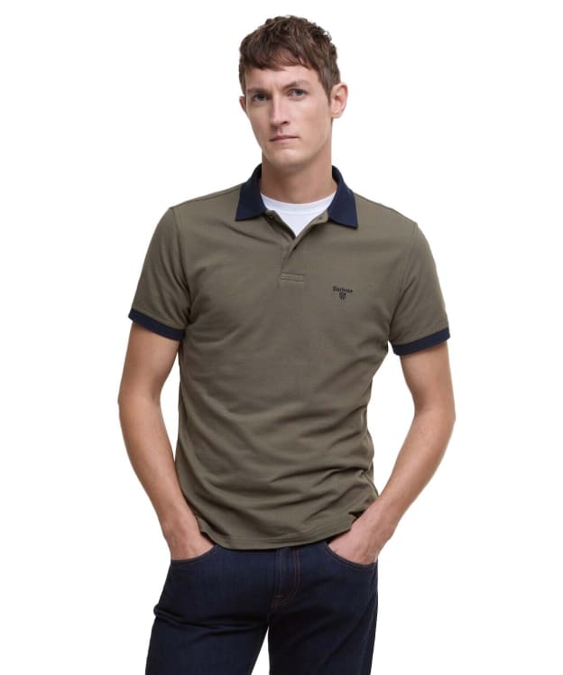 Men's Barbour Lynmouth Tipped Tailored Fit Polo Shirt - Uniform Green