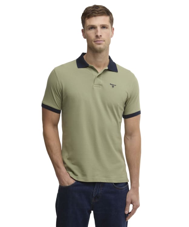 Men's Barbour Lynmouth Tipped Tailored Fit Polo Shirt - Laurel Green