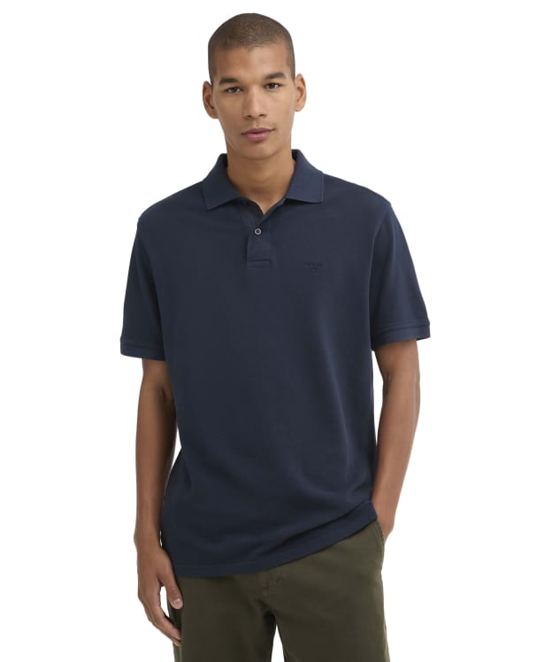 Men's Barbour Washed Tartan Tailored Fit Pique Polo Shirt - Washed Navy