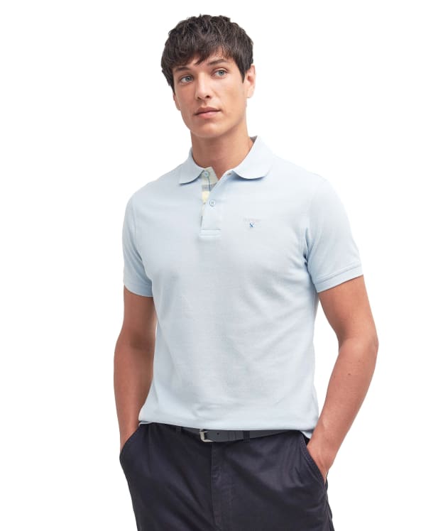 Men's Barbour Tartan Pique Polo Shirt - Niagara Mist