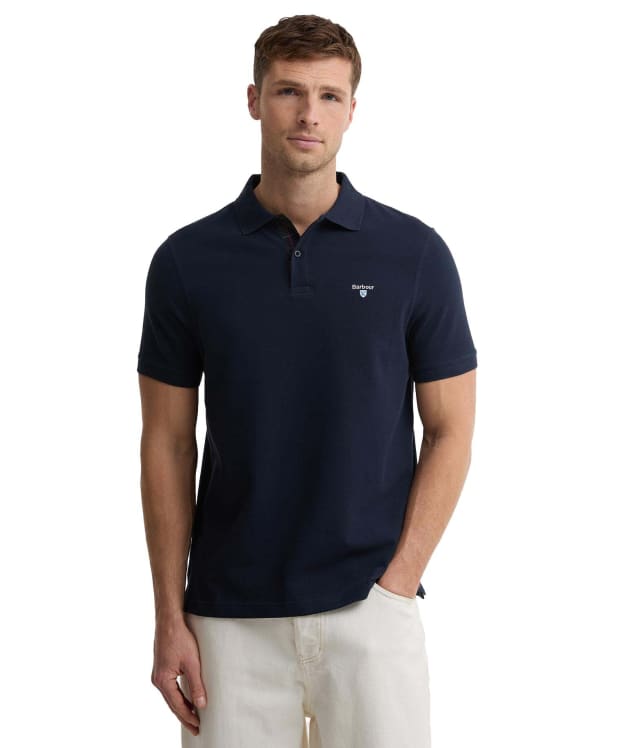 Men's Barbour Regular Tartan Pique Polo Shirt - Navy / Classic Tartan