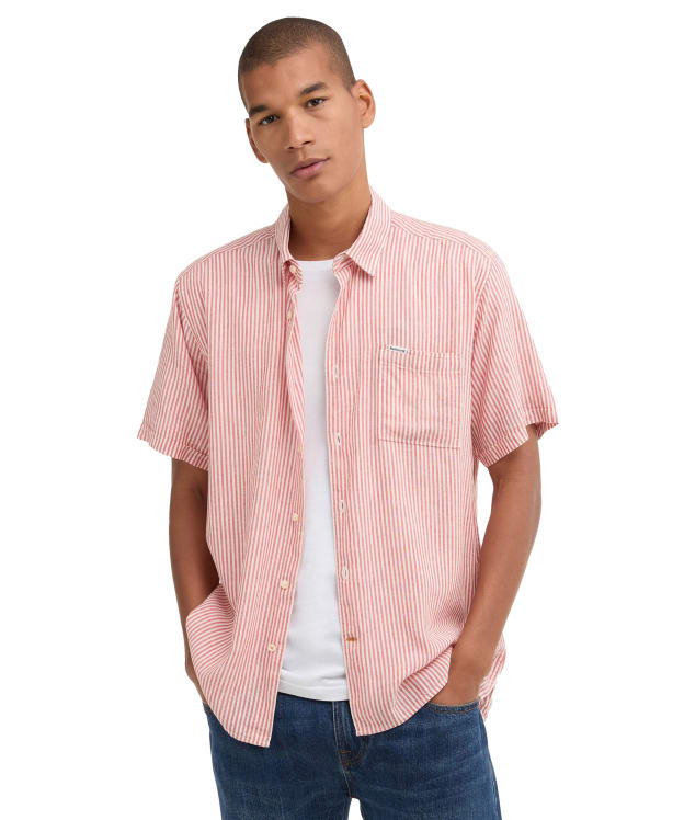 Men's Barbour Deerpark Short Sleeved Regular Fit Shirt - Red