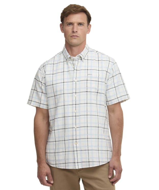 Men's Barbour Glover S/S Linen Blend Regular Fit  Shirt - Heritage Blue