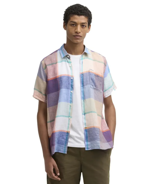 Men's Barbour Bridford Checked Summer Fit Shirt - Mint Blue