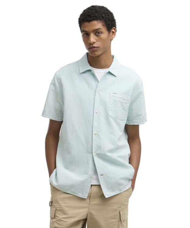 Men's Barbour Landkey Overdyed Summer Fit Shirt - Mint Blue
