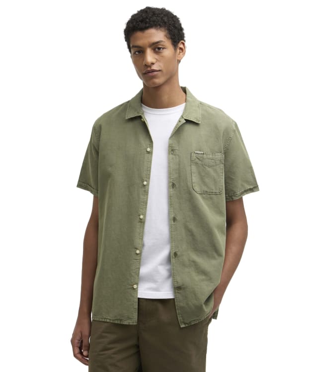 Men's Barbour Landkey Overdyed Summer Fit Shirt - Olive
