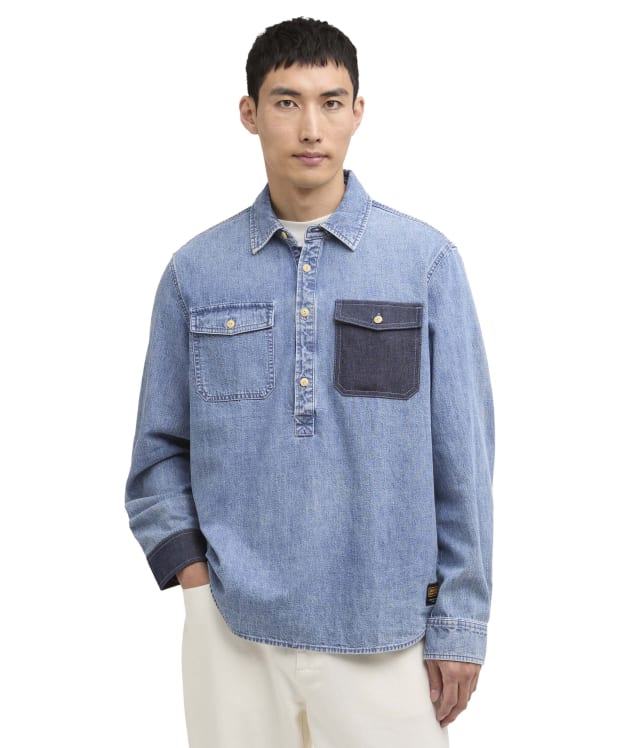Men's Barbour International Chopper Denim Shirt - Washed Indigo