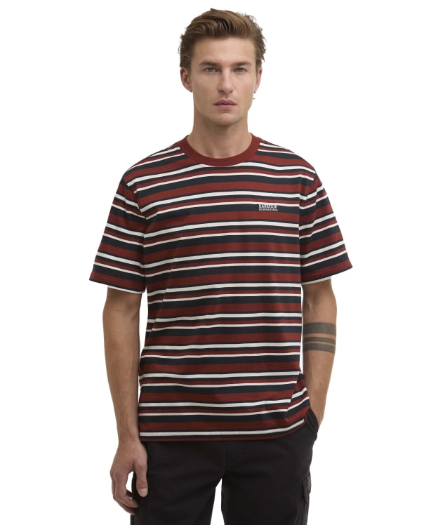 Men's Barbour International Burnwood Stripe T-Shirt - Burnt Henna