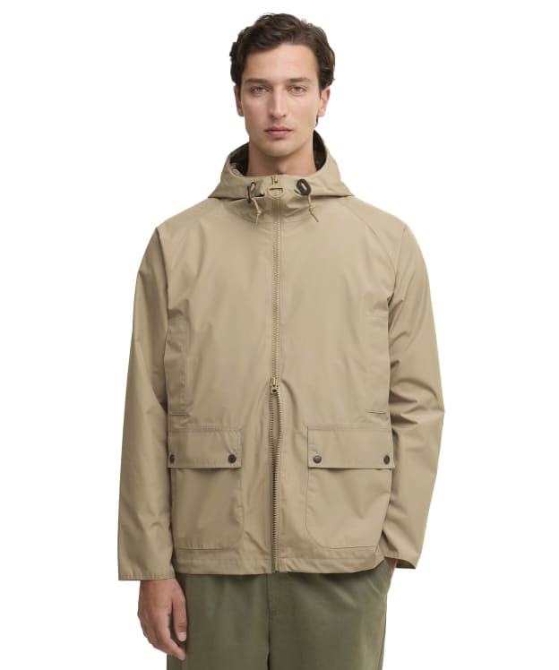 Men's Barbour Hooded Domus Waterproof Jacket - Washed Stone