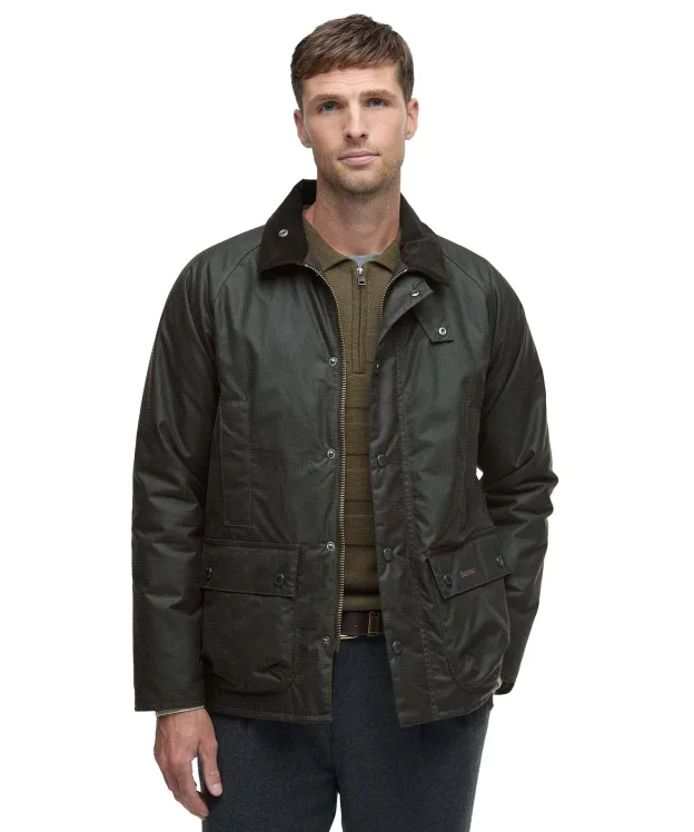 Men's Barbour Modern Beaufort Check Waxed Jacket - Olive Check