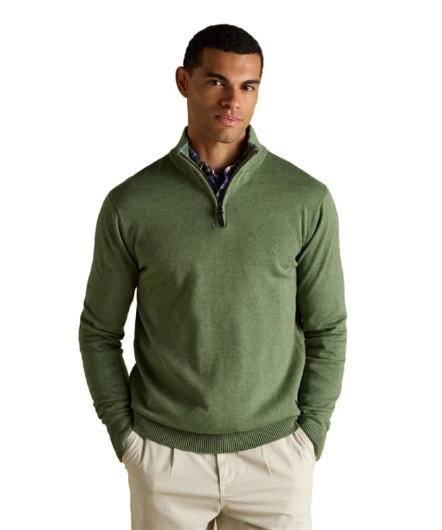 Men's Joules Hillside 1/4 Zip Funnel Neck Jumper - Khaki Green