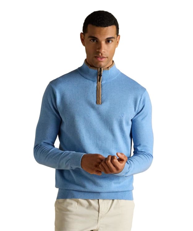 Men's Joules Hillside 1/4 Zip Funnel Neck Jumper - Light Blue
