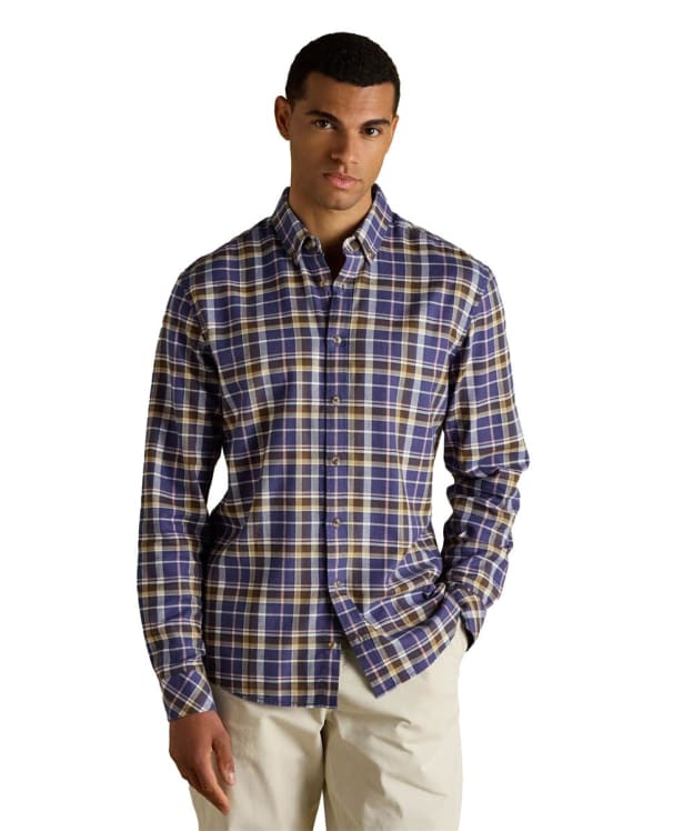 Men's Joules Lightweight Brushed Flannel Shirt - Navy / Pink