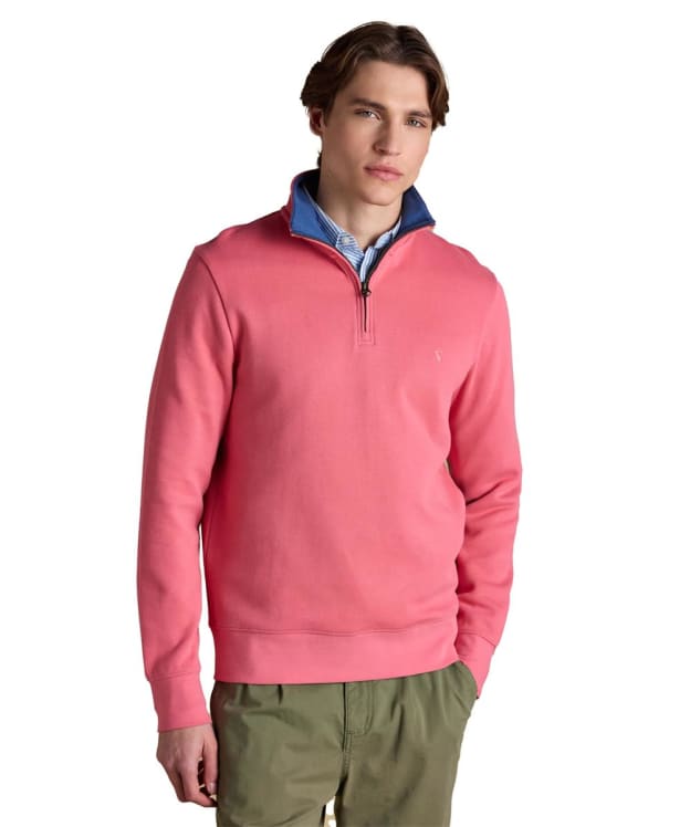 Men's Joules Alistair French Ribbed 1/4 Zip Sweatshirt - Pink