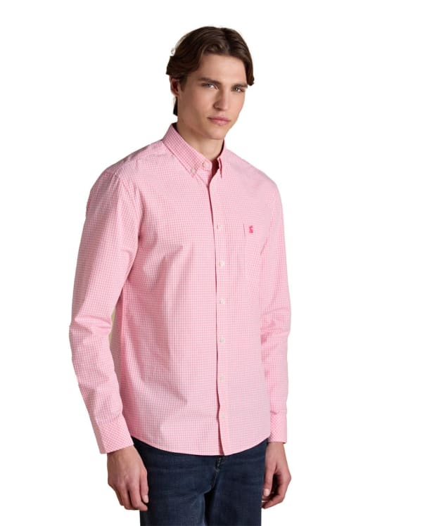 Men's Joules Poplin Gingham Long Sleeve Shirt - Pink