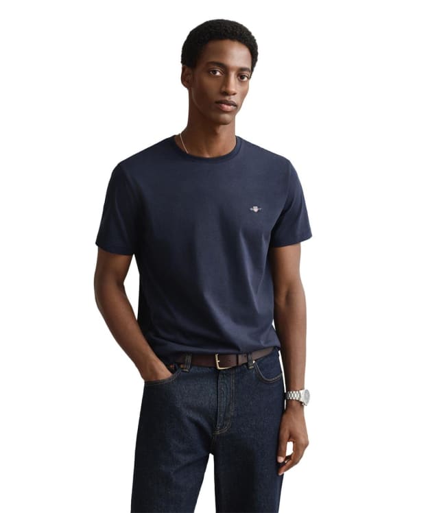 Men's GANT Regular Shield Short Sleeve Cotton T-Shirt - Evening Blue