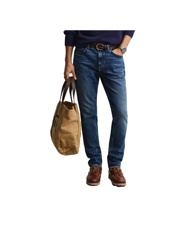 Men's GANT Slim Fit Jeans - Mid Blue Broken Indigo