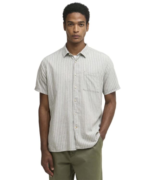 Men's Barbour Nelson Striped Summer Fit Shirt - Bleached Olive