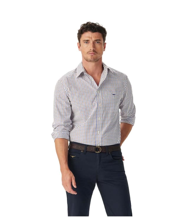 Men's R.M. Williams Newland Poplin Check Shirt - Burgundy