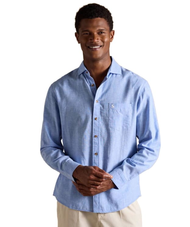 Men's Joules Linen Blend Long Sleeve Shirt - Light Blue