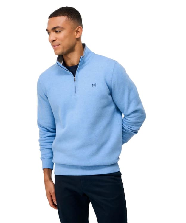 Men's Crew Clothing Classic Half Zip Sweatshirt - Little Boy Blue