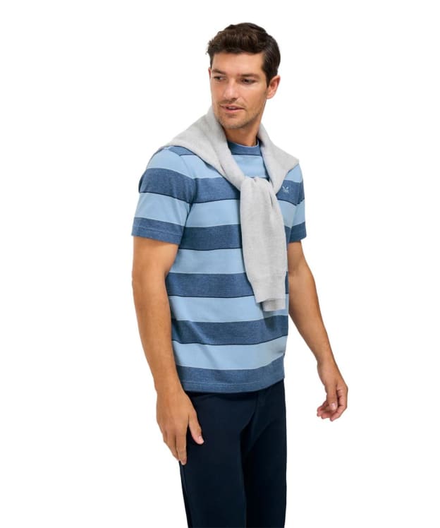 Men's Crew Clothing Oxford Stripe T-Shirt - Dark Ultramarine / Blue Hazel / Little Boy Blue