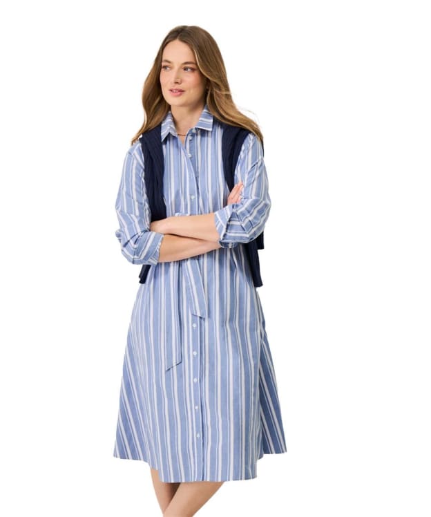 Women's Crew Clothing Ellie Long Sleeve Linen Blend Stripe Shirt Dress - Stripe