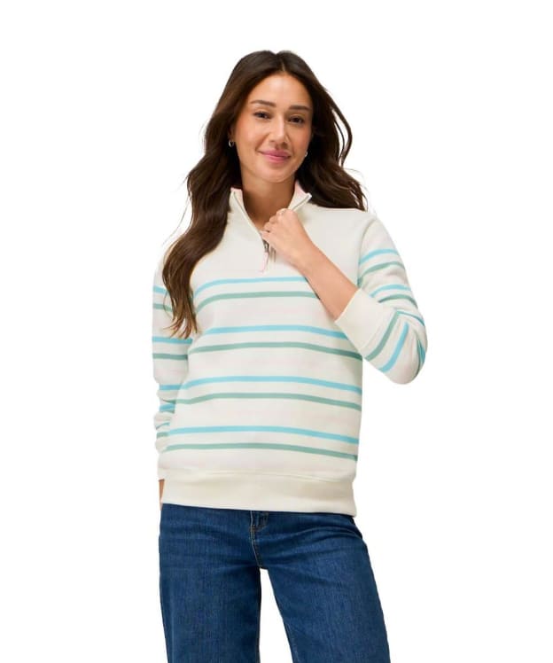 Women's Crew Clothing Half Zip Sweatshirt - White Multi