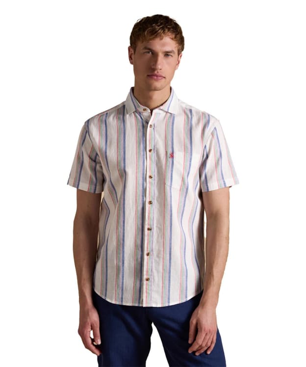 Men's Joules Linen Blend Short Sleeve Shirt - Multi Stripe
