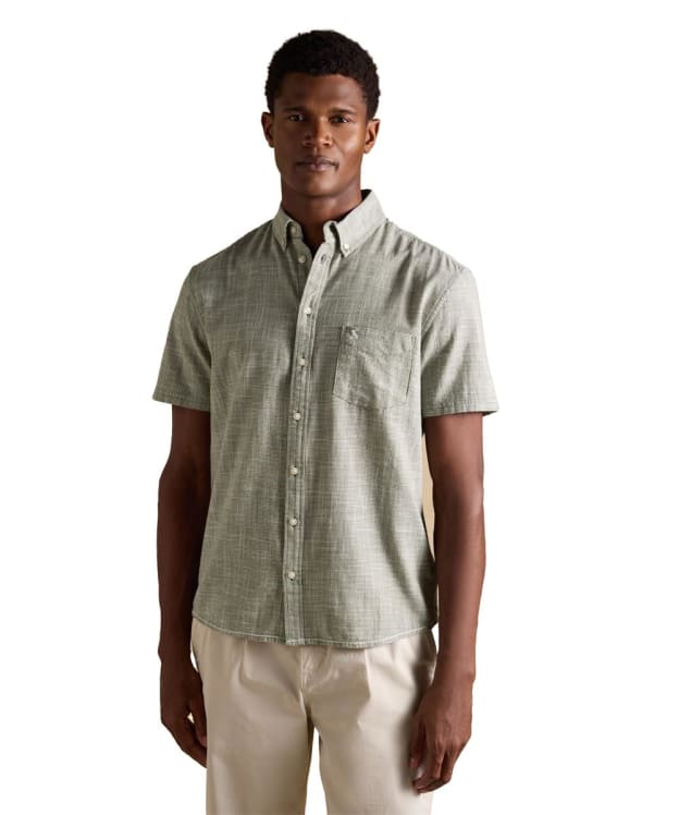 Men's Joules Puppytooth Short Sleeve Shirt - Khaki Green