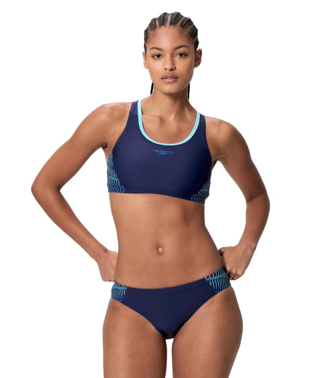 Women's Speedo Placement Racerback 2-Piece Swimsuit - Peacoat / Angelic Blue