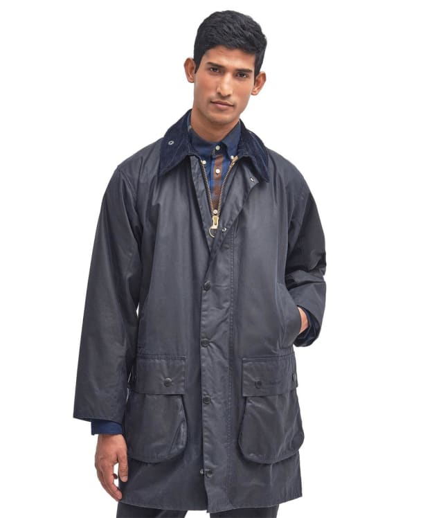 Men's Barbour Border Waxed Jacket - Navy