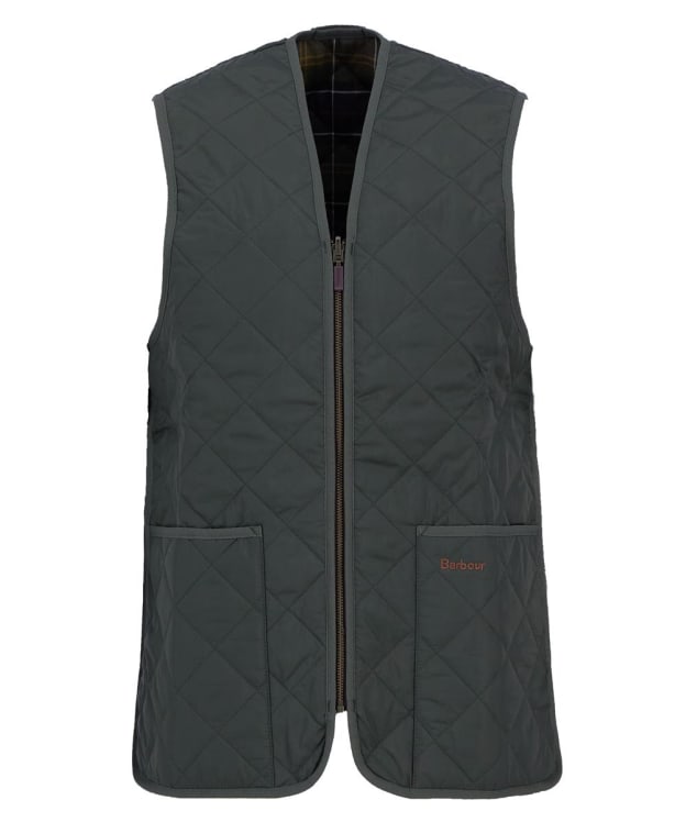 Men's Barbour Quilted Waistcoat / Zip-In Liner (Classic Tartan) - Olive