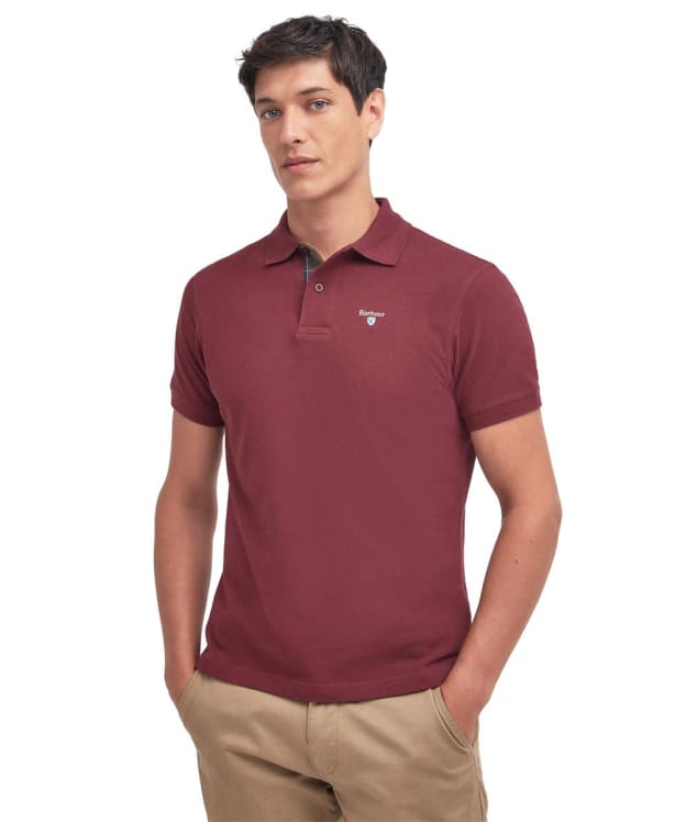 Men's Barbour Tartan Pique Polo Shirt - Ruby