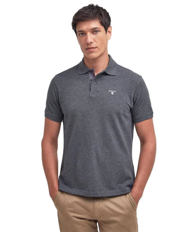 Men's Barbour Tartan Pique Polo Shirt - Slate Marl
