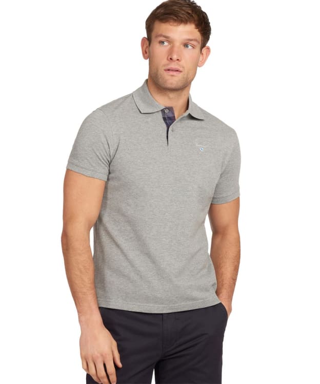 Men's Barbour Tartan Pique Polo Shirt - New Grey Marl