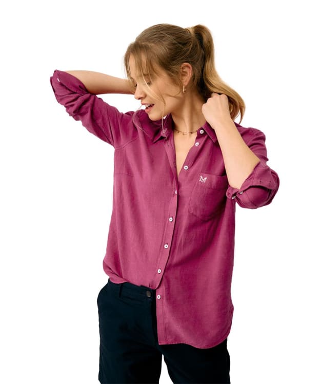 Women's Crew Clothing Relaxed Fit Linen Blend Shirt - Festival Fuchsia Honeysuckle