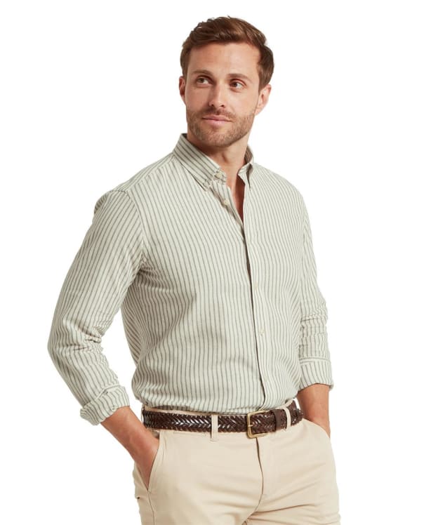 Men’s Schöffel Walsingham Linen Shirt - Agave Green Stripe