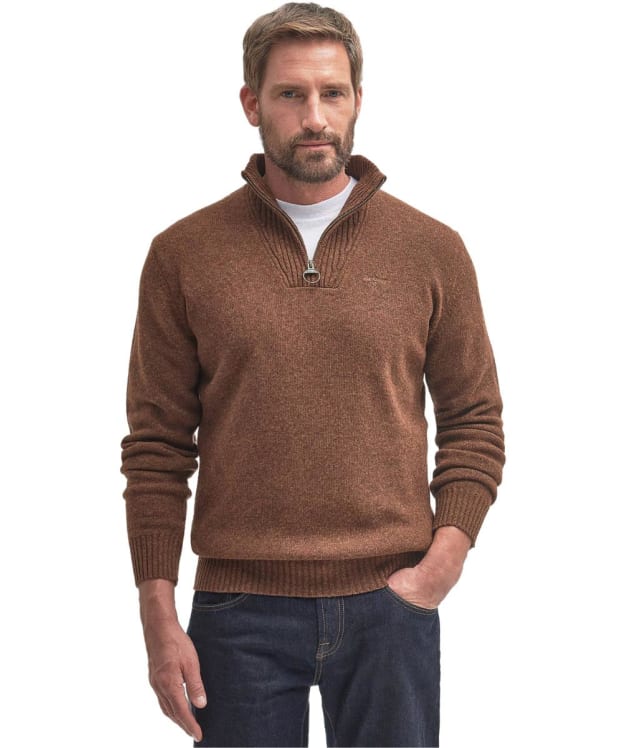 Men's Barbour Essential Wool Half Zip Sweater - Sandstone