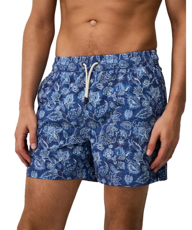 Men's Crew Clothing 3 Paisley Print Swim Shorts - Indian Teal / Ecru