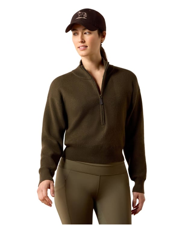 Women's Ariat Foxleigh 1/2 Zip Wool Sweater - Earth