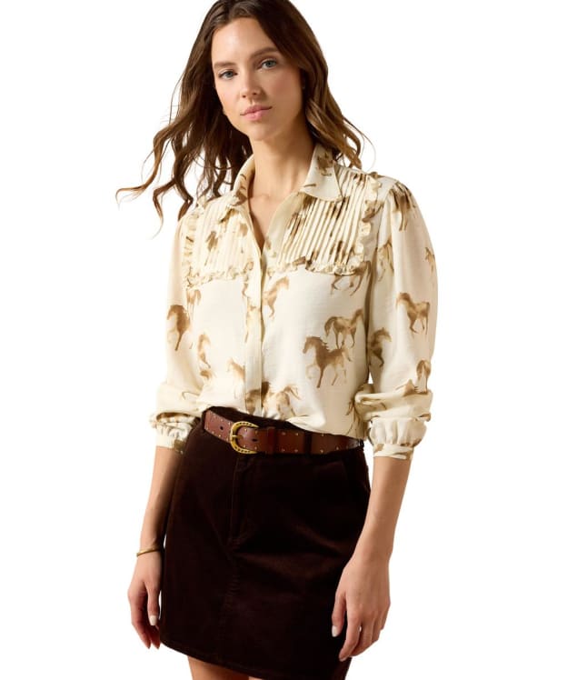 Women's Ariat Hannington Print Blouse - Running Horse Print