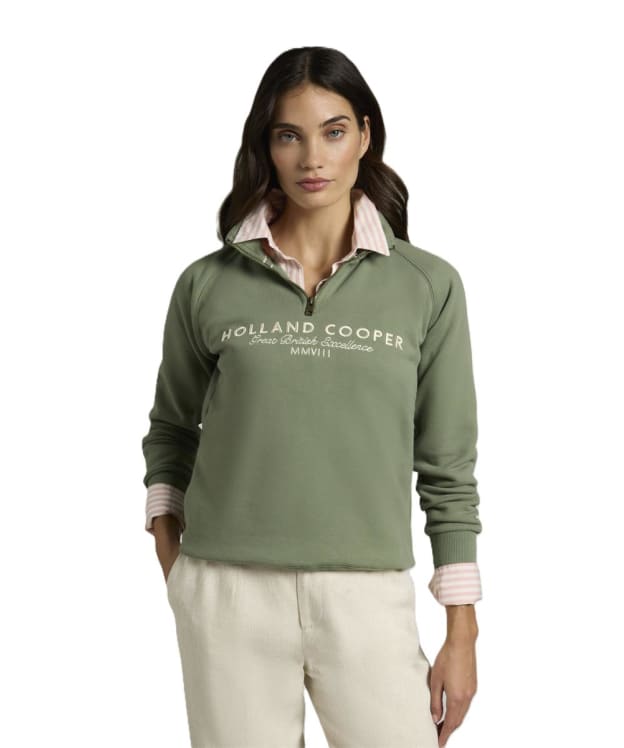 Women's Holland Cooper Sporting Goods Zip Henley - Sage