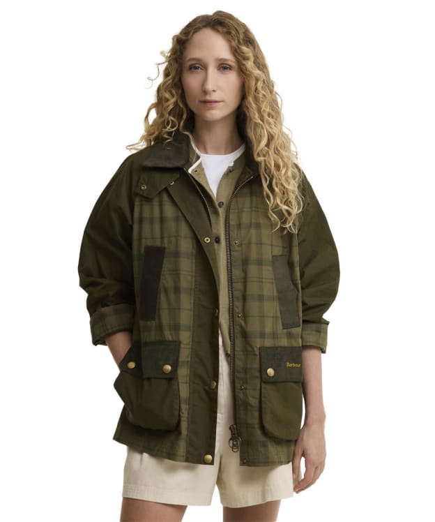 Women's Barbour Modern Tartan Beadnell Casual Jacket - Dusky Green Tartan