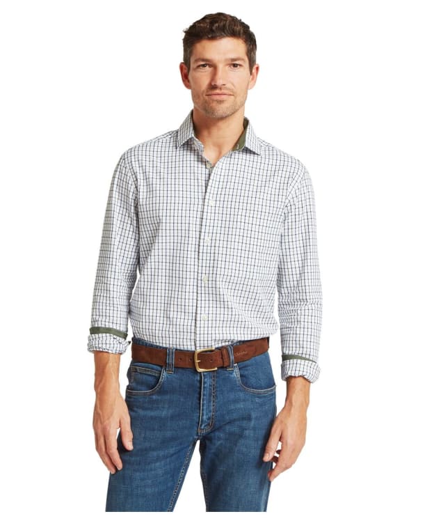 Men’s Schoffel Milton Tailored Long Sleeve Shirt - Blueberry / Dark Khaki Green