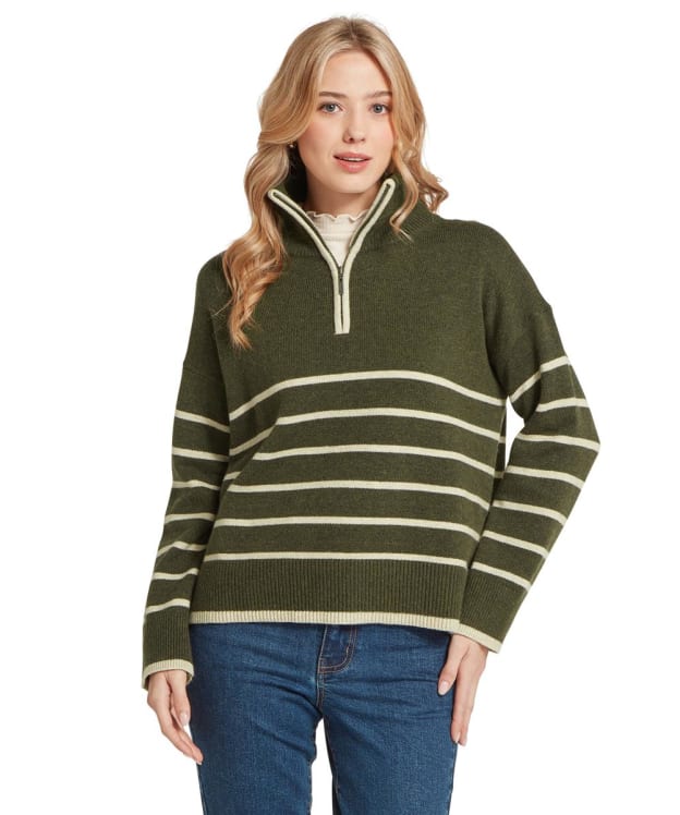 Women's Schöffel Sandsend 1/4 Zip Jumper - Loden / Oatmeal