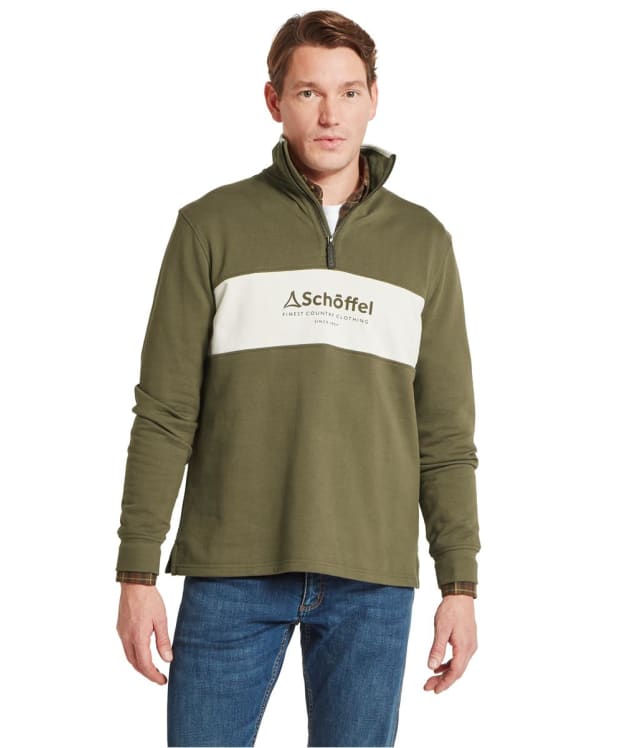 Men’s Schöffel Trencrom 1/4 Zip Sweatshirt - Dark Khaki Green