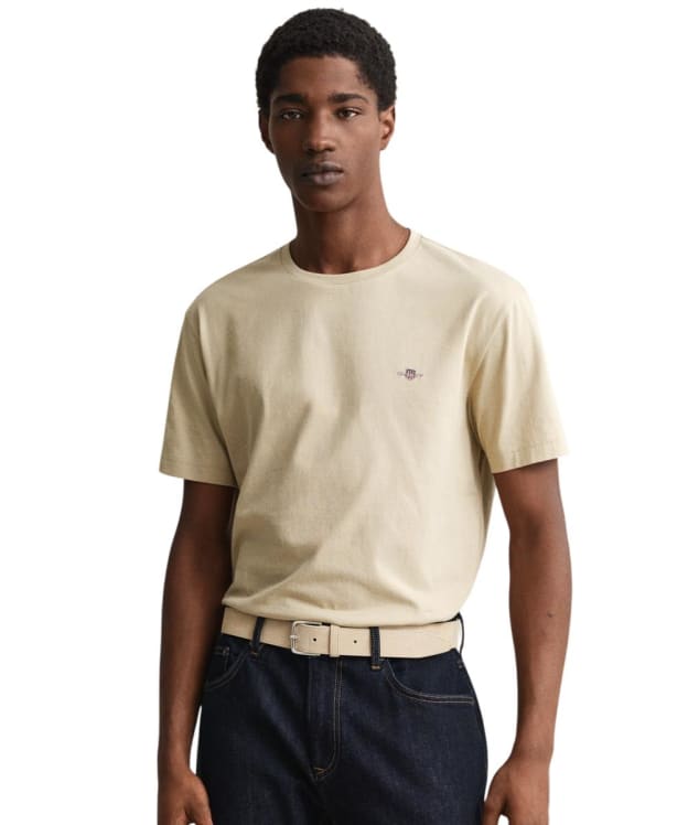Men's GANT Regular Shield Short Sleeve Cotton T-Shirt - Oat Beige