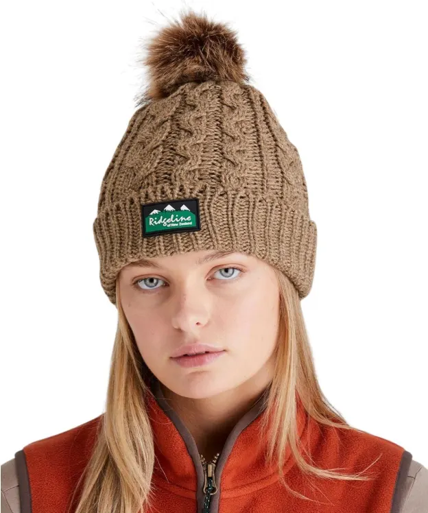 Women's Ridgeline Nordic Fleck Bobble Hat - Teak